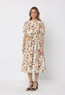 Floral print belt dress DRESS Gracia Fashion 