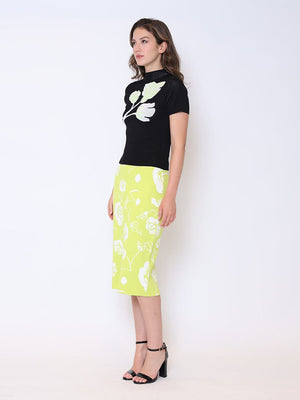 Knit skirt floral print 2025