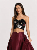 Floral Print Bustier Top TOP Gracia Fashion BLACK S 