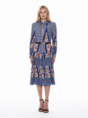Floral Print Long Sleeve A-Line Buckle Belt Dress DRESS Gracia Fashion PURPLE S 
