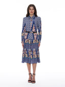 Floral Print Long Sleeve A-Line Buckle Belt Dress DRESS Gracia Fashion PURPLE S 