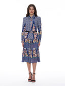 Floral Print Long Sleeve A-Line Buckle Belt Dress DRESS Gracia Fashion PURPLE S 