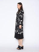 Floral Print Long Sleeve Button Front Midi Dress DRESS Gracia Fashion 