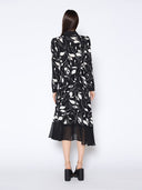 Floral Print Long Sleeve Button Front Midi Dress DRESS Gracia Fashion 