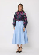 Floral Print Long Sleeve Organza Top TOP Gracia Fashion 