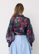 Floral Print Long Sleeve Organza Top TOP Gracia Fashion 