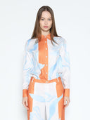 Floral Print Long Sleeve Pajama Set Shirt TOP Gracia Fashion WHITE S 