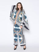 Floral Print Loose Fit Poncho Style Shirt TOP Gracia Fashion 