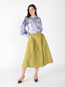 Floral print mesh puffed sleeve shirt top TOP Gracia Fashion 