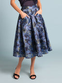 Floral Print Organza Skirt SKIRT Gracia Fashion BLUE S 