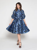 Floral print pinched detail sleeve midi dress DRESS Gracia Fashion 