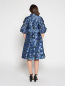 Floral print pinched detail sleeve midi dress DRESS Gracia Fashion 