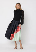 Floral Print Pleated A-line Skirt SKIRT Gracia Fashion 