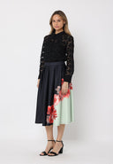 Floral Print Pleated A-line Skirt SKIRT Gracia Fashion 