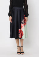 Floral Print Pleated A-line Skirt SKIRT Gracia Fashion BLACK S 