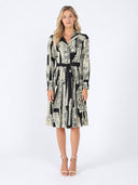 Floral print polyster belt dress DRESS Gracia Fashion BLACK S 