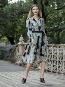 Floral print polyster belt dress DRESS Gracia Fashion BLACK S 