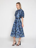 Floral Print Puff Sleeve Organza Top TOP Gracia Fashion 