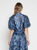 Floral Print Puff Sleeve Organza Top TOP Gracia Fashion 