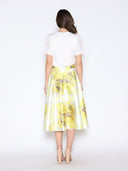 Floral Print Satin A-Line Skirt SKIRT Gracia Fashion 