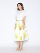 Floral Print Satin A-Line Skirt SKIRT Gracia Fashion 