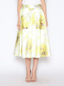 Floral Print Satin A-Line Skirt SKIRT Gracia Fashion YELLOW S 