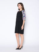 Floral Print Sewing Sleeves Sectioned Mini Dress DRESSES Gracia Fashion 