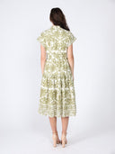 Floral Print Short Sleeve Dress with Ribbon Belt DRESS Gracia Fashion 