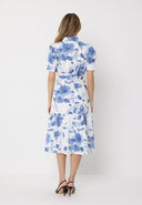 Floral Print Short Sleeve Front Button Down Dress DRESS Gracia Fashion 