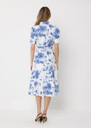 Floral Print Short Sleeve Front Button Down Dress DRESS Gracia Fashion 