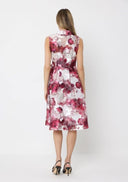 Floral Print Sleeveless Button Down Midi Dress DRESS Gracia Fashion 