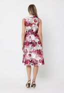 Floral Print Sleeveless Button Down Midi Dress DRESS Gracia Fashion 