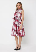 Floral Print Sleeveless Button Down Midi Dress DRESS Gracia Fashion 