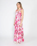 Floral Print Sleeveless Tiered Long Dress DRESS Gracia Fashion 