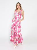 Floral Print Sleeveless Tiered Long Dress DRESS Gracia Fashion 
