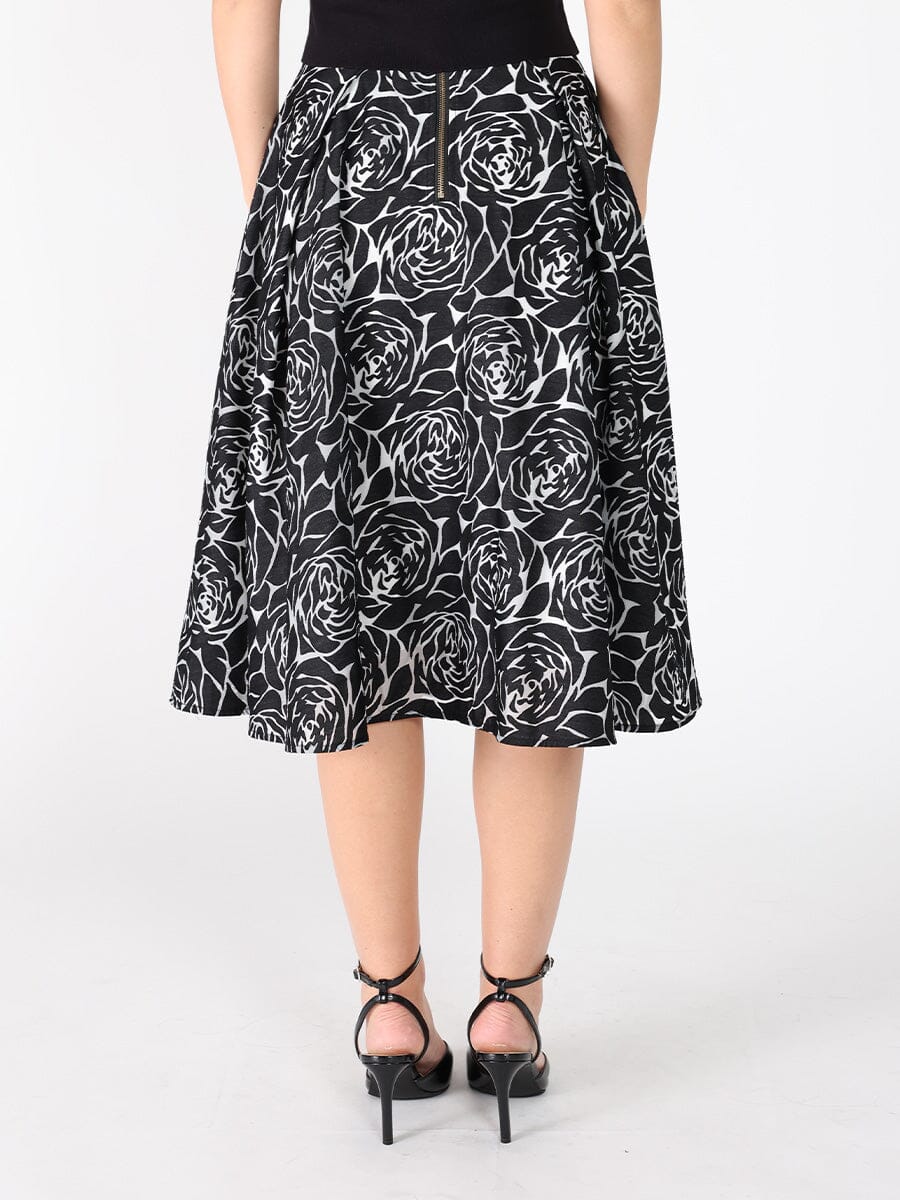 Floral print velvet wide skirt SKIRT Gracia Fashion 