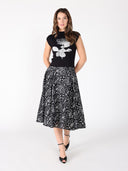 Floral print velvet wide skirt SKIRT Gracia Fashion 