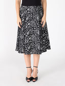 Floral print velvet wide skirt SKIRT Gracia Fashion BLACK S 