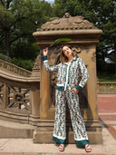 Floral Print Wide Leg Pajama Pants PANTS Gracia Fashion 