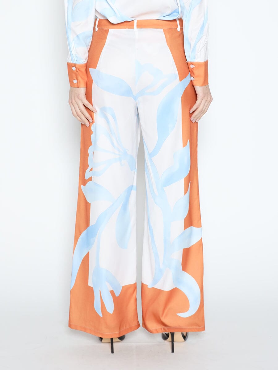 Floral Print Wide Leg Pajama Set Pants PANTS Gracia Fashion 