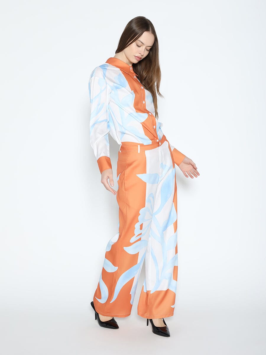Floral Print Wide Leg Pajama Set Pants PANTS Gracia Fashion WHITE S 