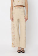 Floral Print Wide Leg Pants PANTS Gracia Fashion BEIGE S 