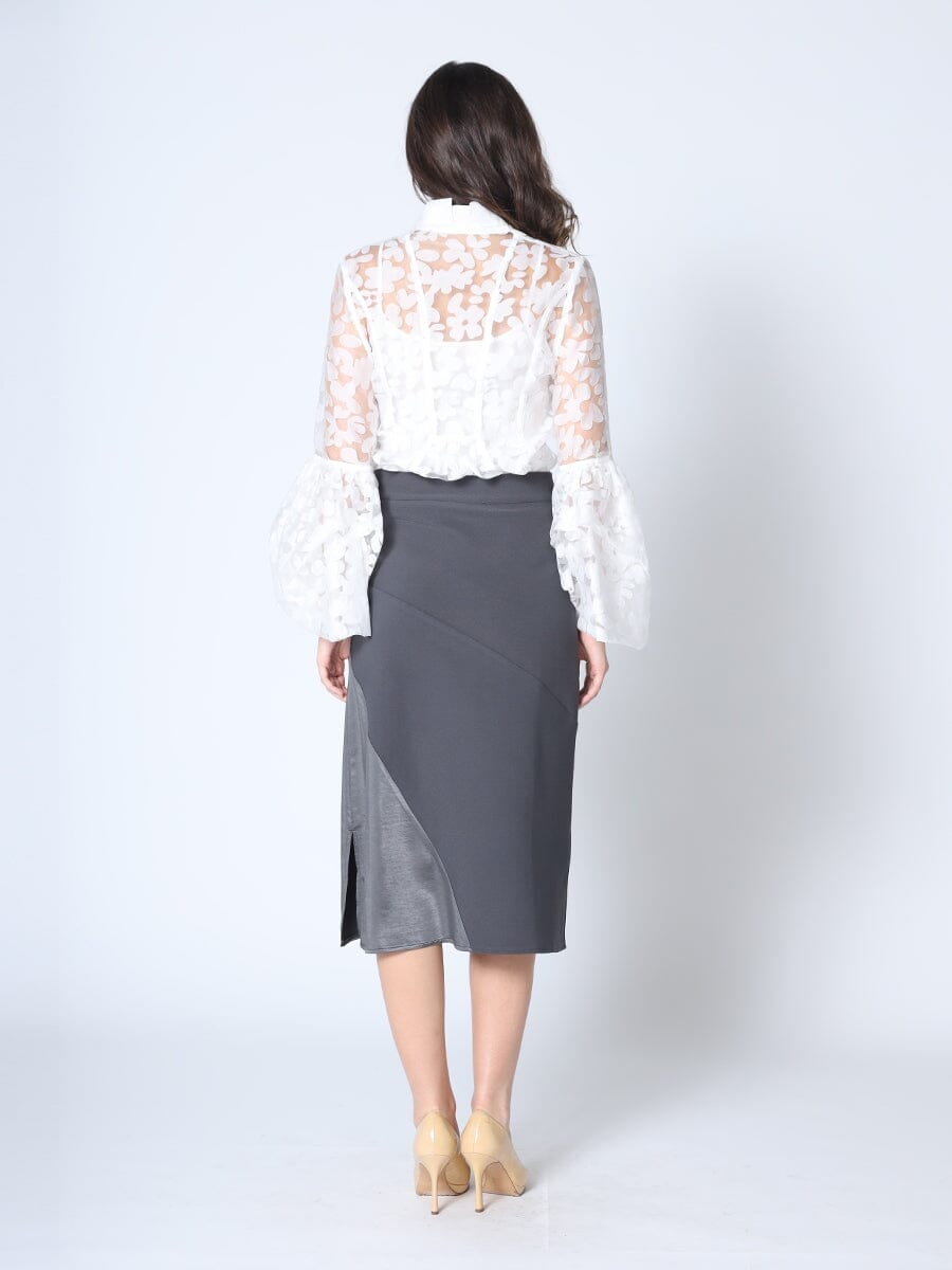 Floral Printed Chiffon Blouse with Bell Sleeves TOP Gracia Fashion 