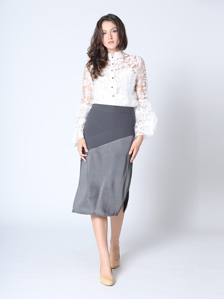 Floral Printed Chiffon Blouse with Bell Sleeves TOP Gracia Fashion 