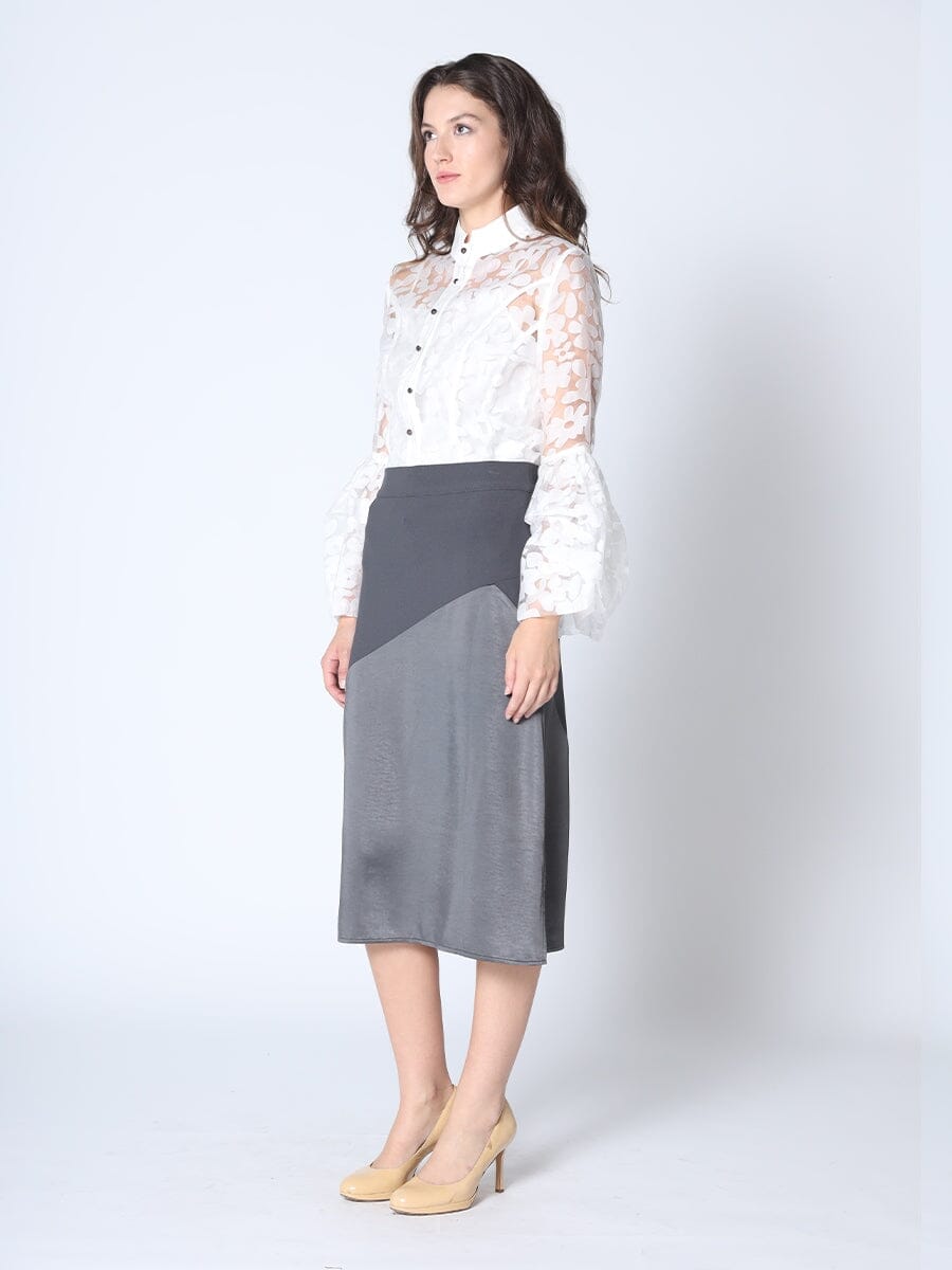 Floral Printed Chiffon Blouse with Bell Sleeves TOP Gracia Fashion 