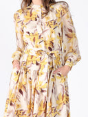Floral Printed Long Sleeve Belt Dress DRESS Gracia Fashion 