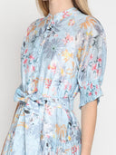 Floral Printed Short Sleeve Belt Dress DRESS Gracia Fashion 