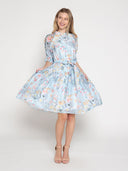 Floral Printed Short Sleeve Belt Dress DRESS Gracia Fashion 