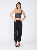 Floral Rhinestone Cami-Bustier Top TOP Gracia Fashion 
