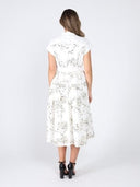 Floral ruffle work short sleeve belt dress DRESS Gracia Fashion 